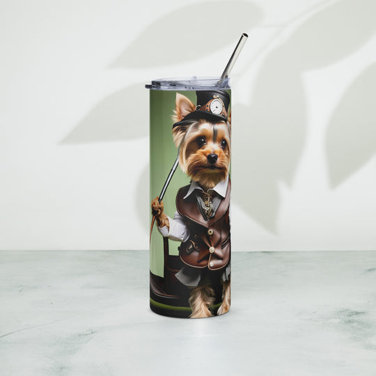 Yorkshire Terrier Golfer- Stainless steel tumbler v4