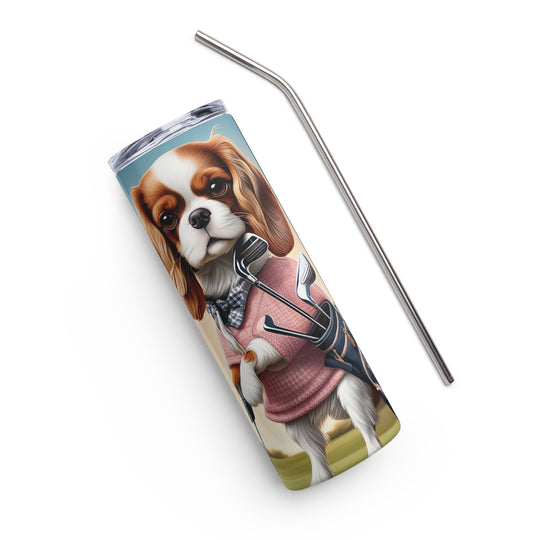 Cavalier King Charles Spaniel Golfer- Stainless steel tumbler v2