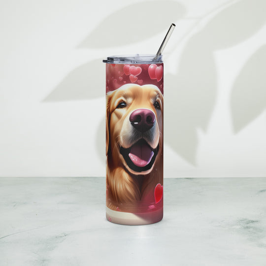 Golden Retriever Romantic- Stainless steel tumbler v3