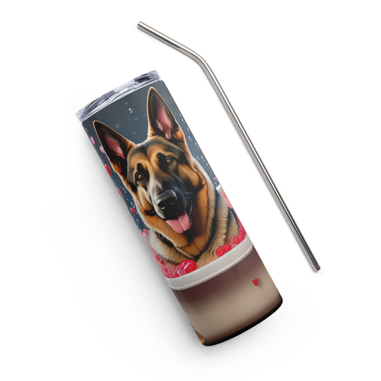 German Shepherd Romantic- Stainless steel tumbler