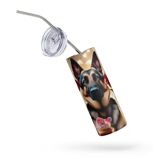 German Shepherd Romantic- Stainless steel tumbler v3