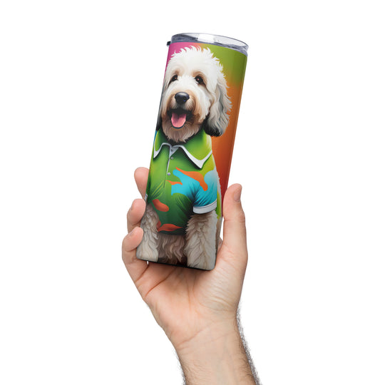 Bernedoodle Golfer- Stainless steel tumbler v9