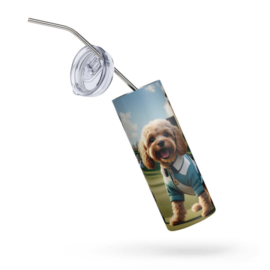 Cavapoo Golfer- Stainless steel tumbler v6