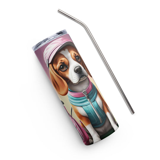 Beagle Golfer- Stainless steel tumbler v3