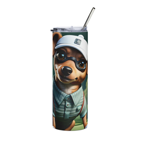 Chiweenie Golfer- Stainless steel tumbler v4