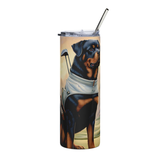 Rottweiler Golfer- Stainless steel tumbler v3