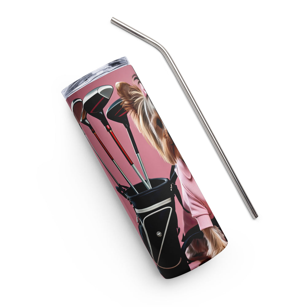 Yorkshire Terrier Golfer- Stainless steel tumbler