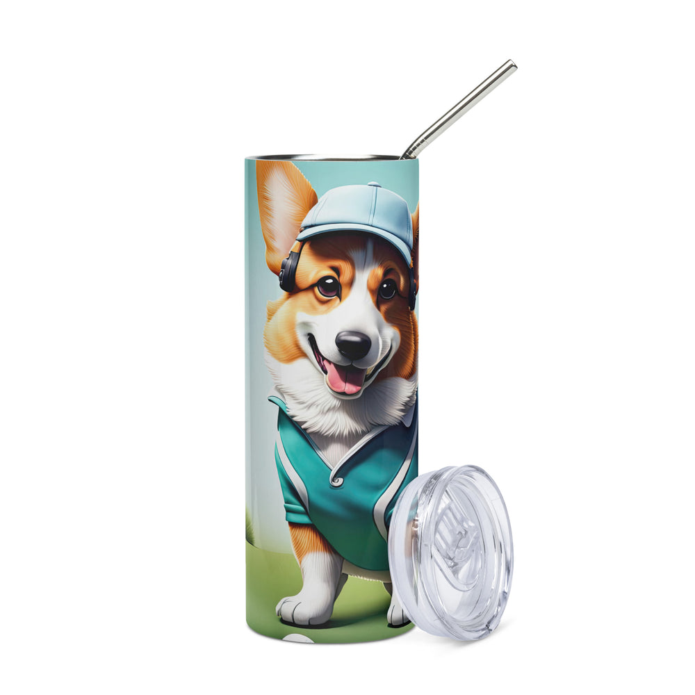 Pembroke Welsh Corgi Golfer- Stainless steel tumbler