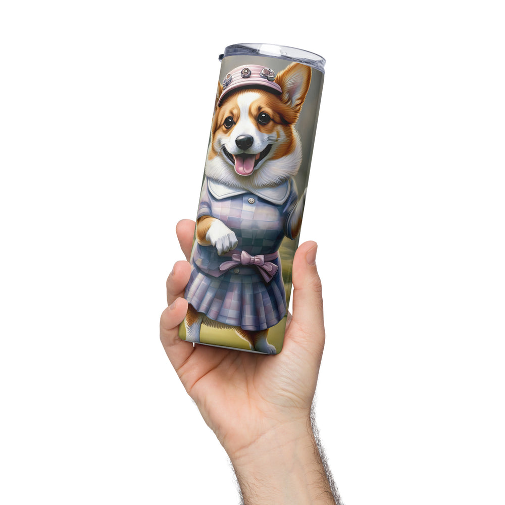 Pembroke Welsh Corgi Golfer- Stainless steel tumbler v2