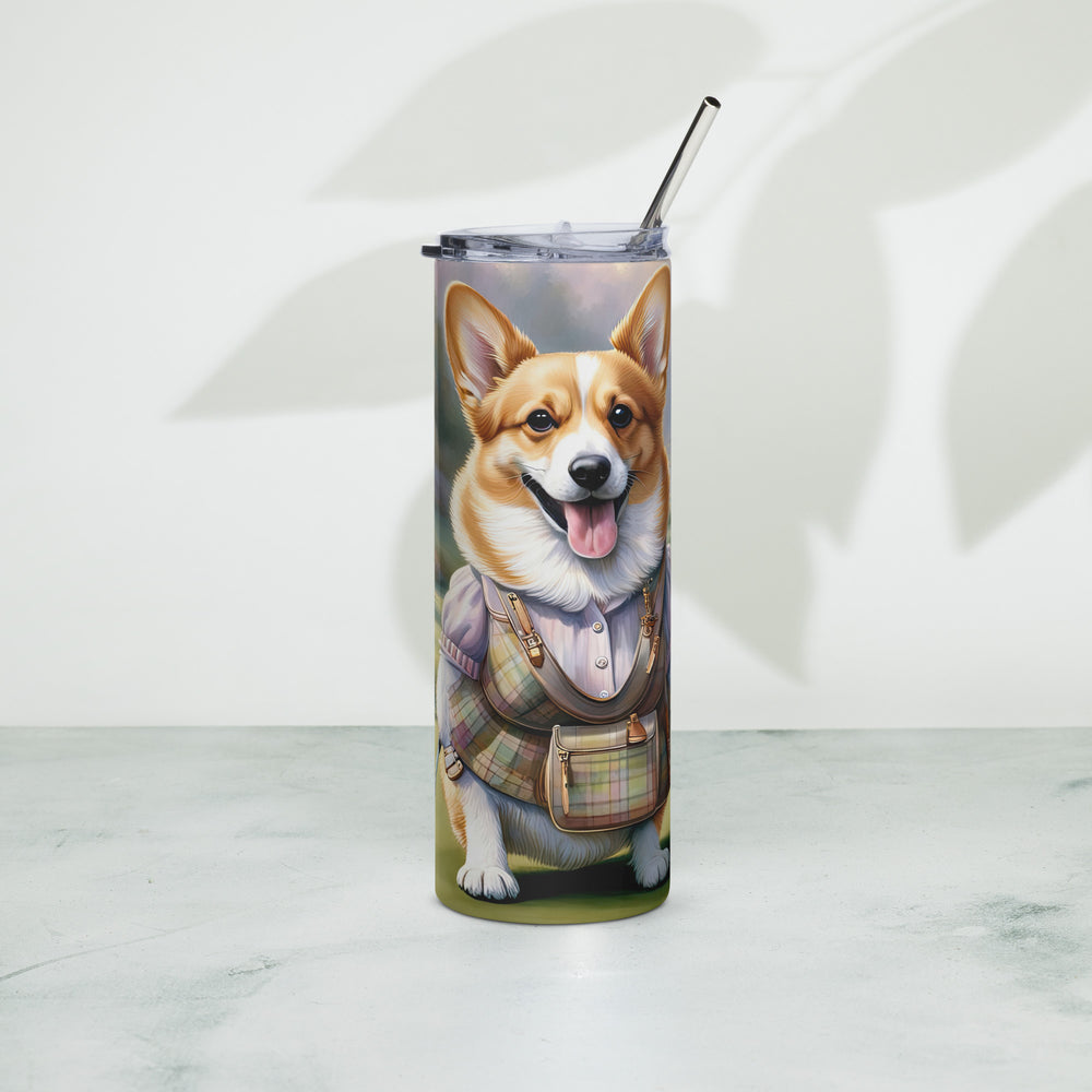 Pembroke Welsh Corgi Golfer- Stainless steel tumbler v3