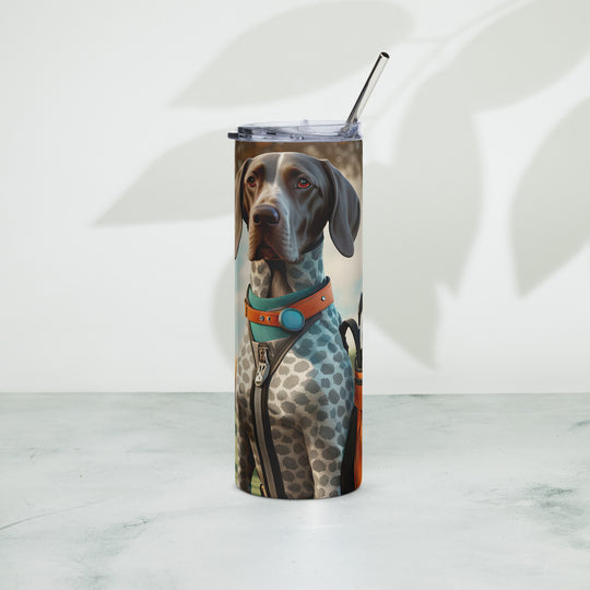 German Shorthaired Pointer Golfer- Stainless steel tumbler