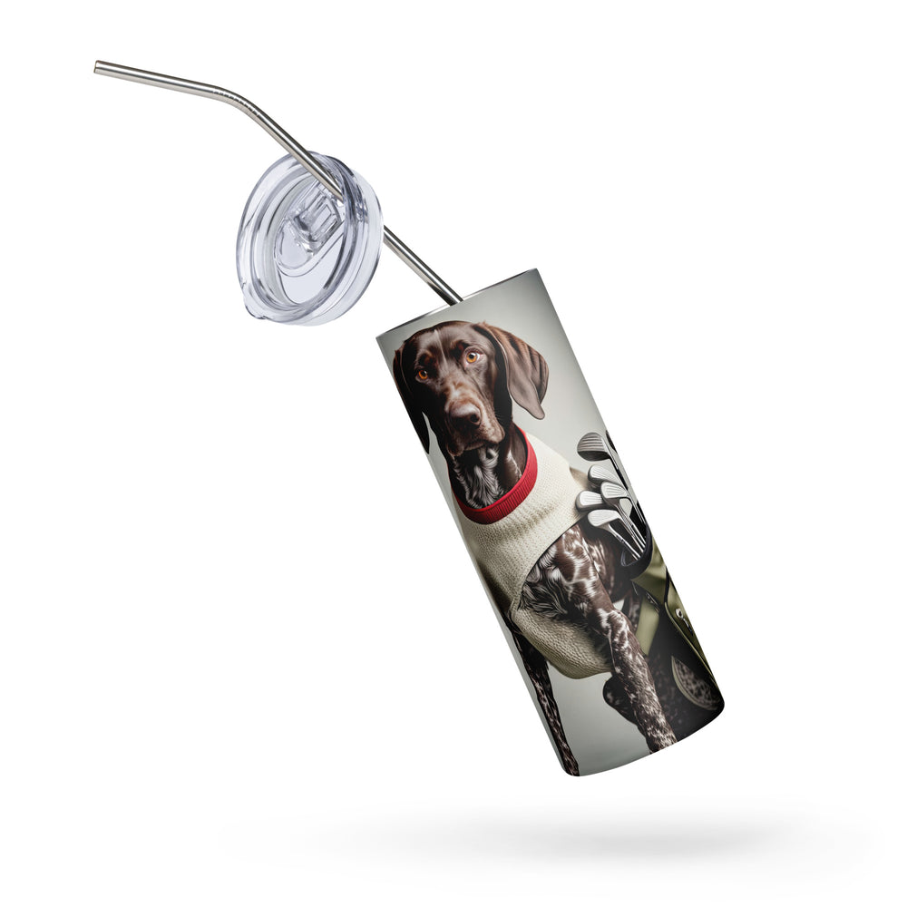 German Shorthaired Pointer Golfer- Stainless steel tumbler v4