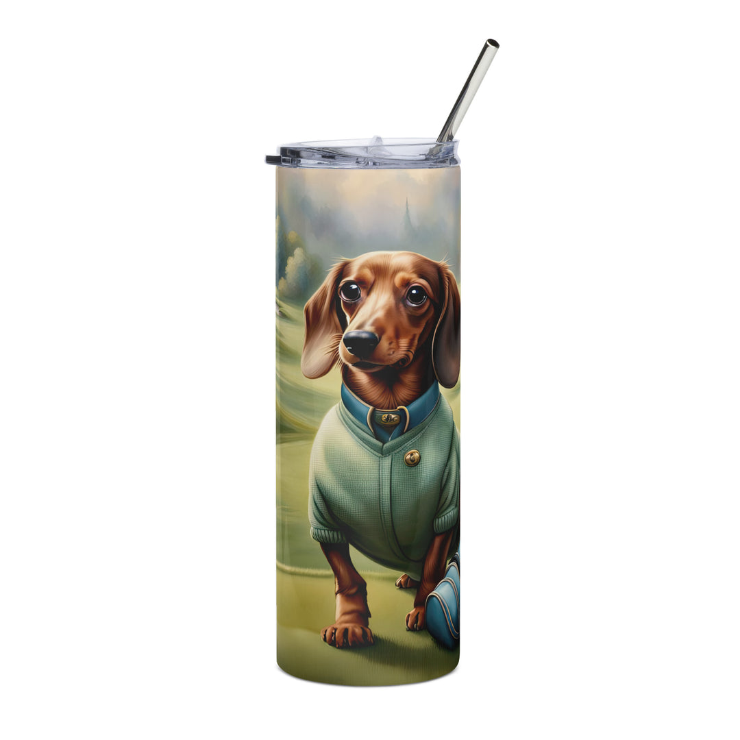 Dachshund Golfer- Stainless steel tumbler