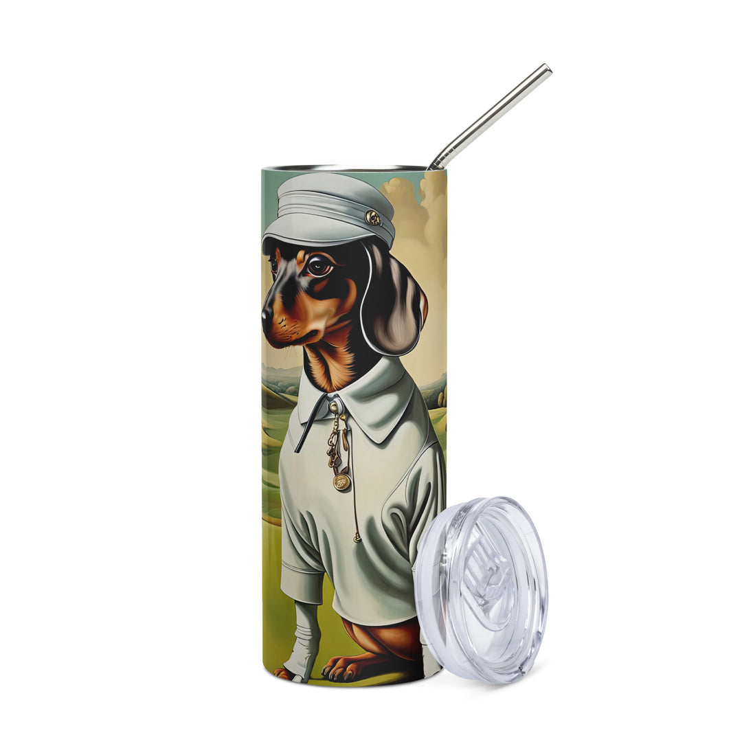 Dachshund Golfer- Stainless steel tumbler v3