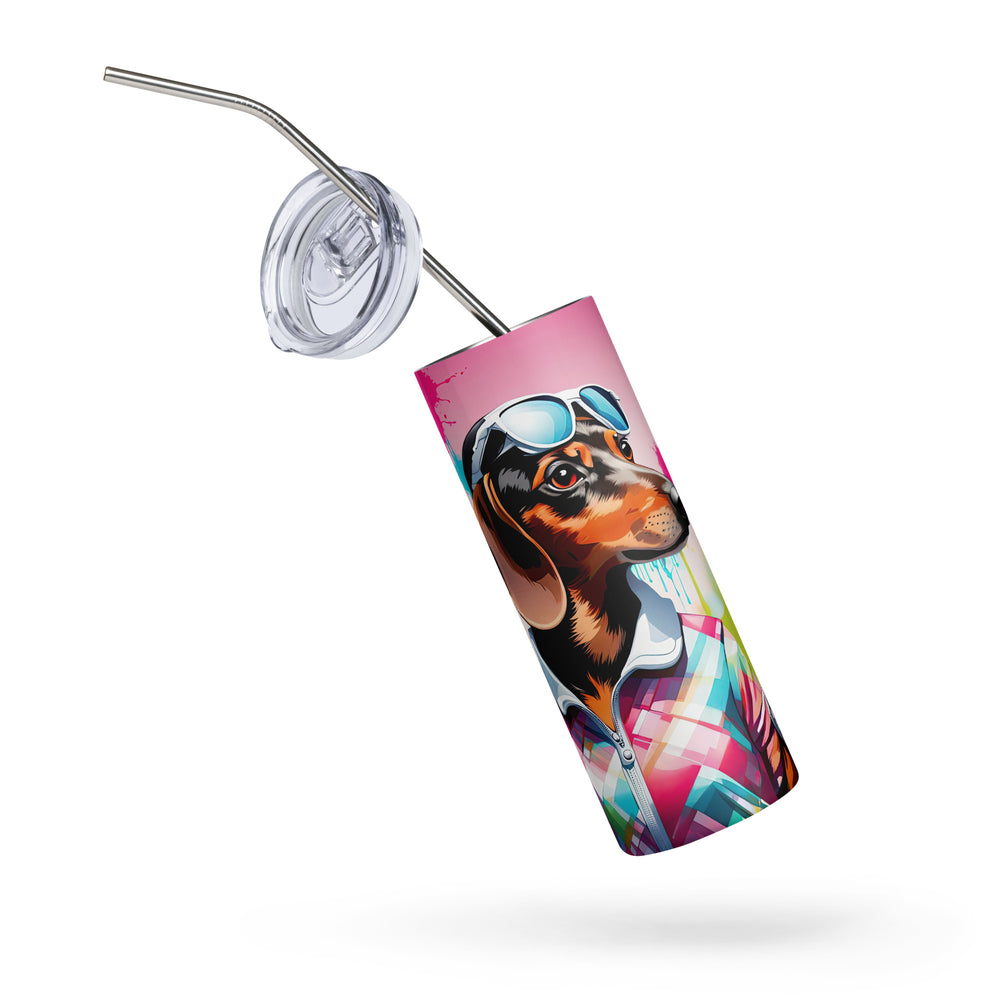 Dachshund Golfer- Stainless steel tumbler v4