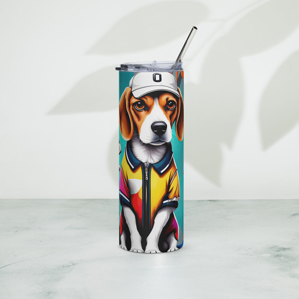 Beagle Golfer- Stainless steel tumbler v4