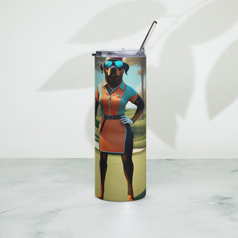 Rottweiler Golfer- Stainless steel tumbler v4