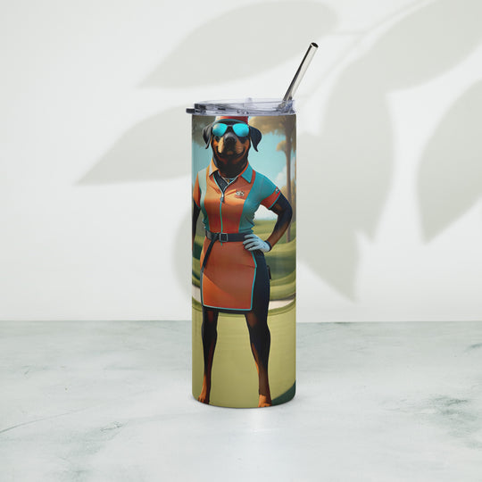 Rottweiler Golfer- Stainless steel tumbler v4