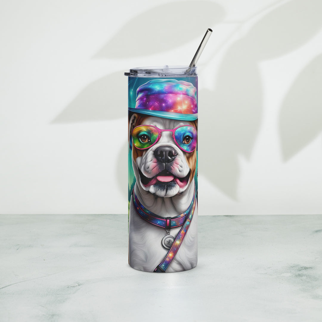 American Bulldog Golfer- Stainless steel tumbler v4