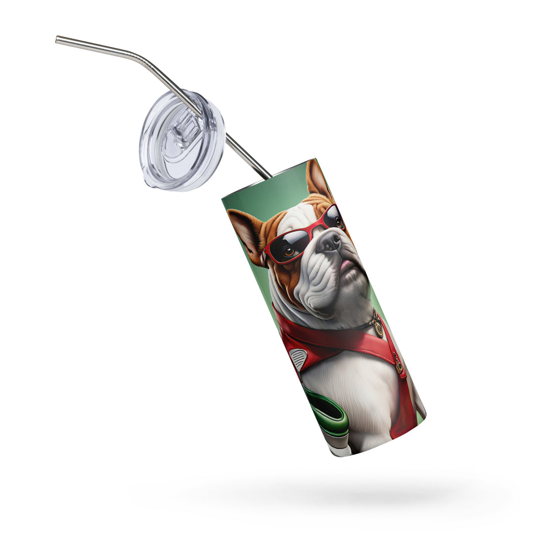 Bulldog Golfer- Stainless steel tumbler v2