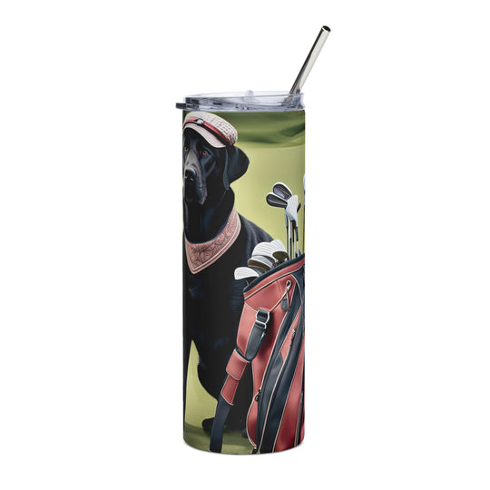 Golden Retriever Golfer- Stainless steel tumbler