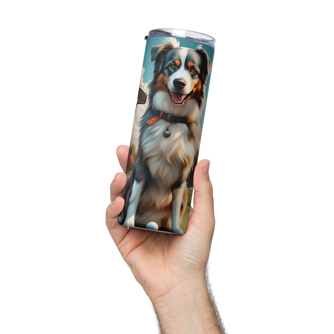 Australian Shepherd Golfer- Stainless steel tumbler v2