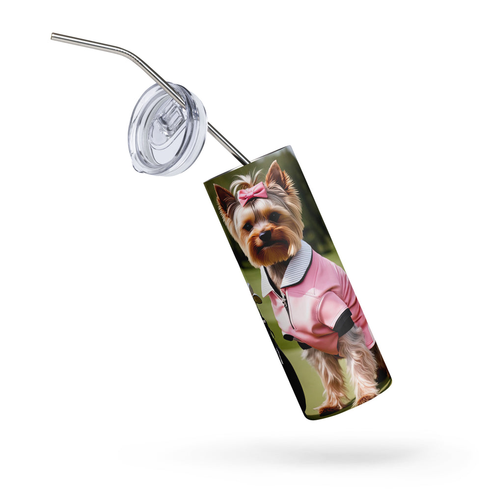Yorkshire Terrier Golfer- Stainless steel tumbler v2