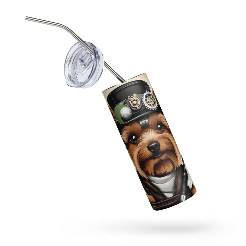 Yorkshire Terrier Golfer- Stainless steel tumbler v3