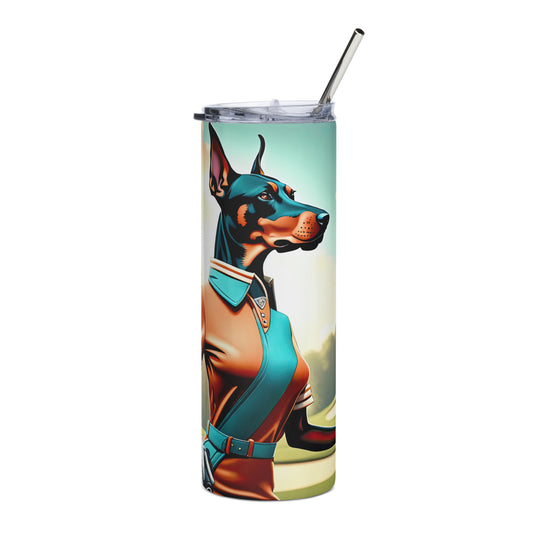 Doberman Pinscher Golfer- Stainless steel tumbler