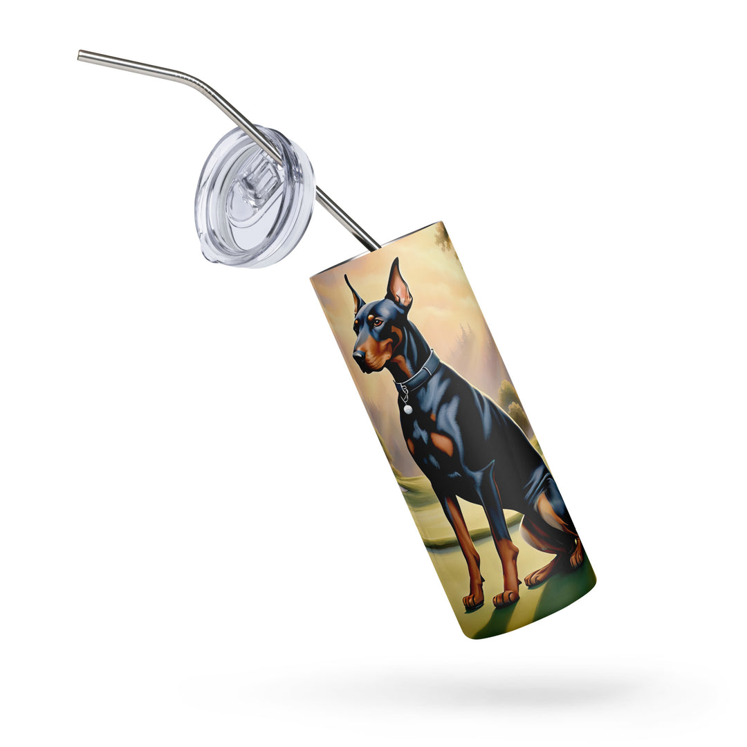 Doberman Pinscher Golfer- Stainless steel tumbler v3