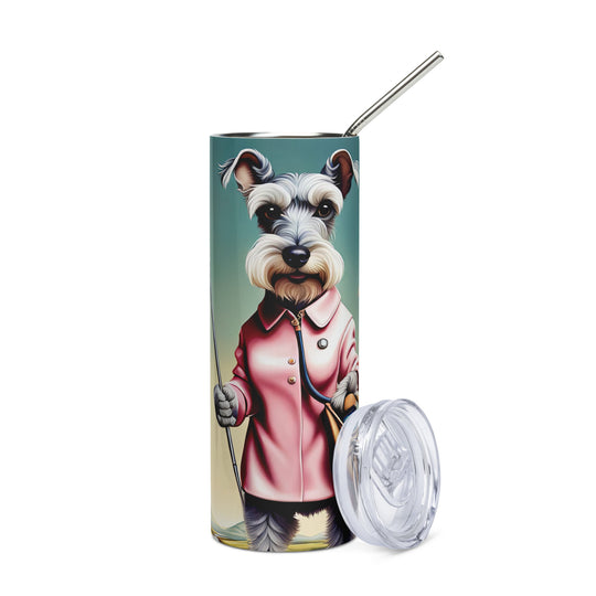 Miniature Schnauzer Golfer- Stainless steel tumbler