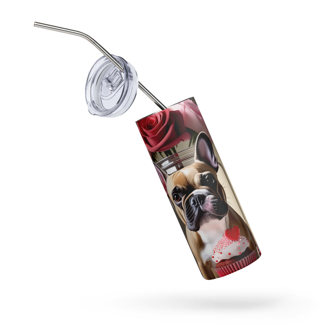 French Bulldog Romantic- Stainless steel tumbler v4