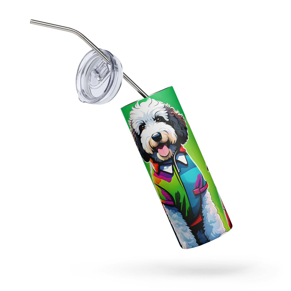 Bernedoodle Golfer- Stainless steel tumbler v7