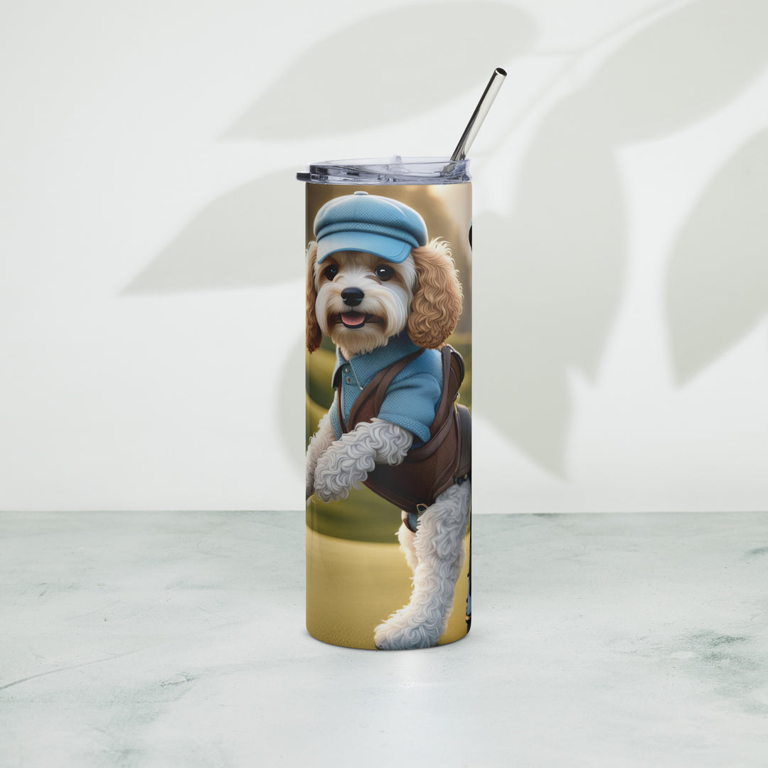 Cavapoo Golfer- Stainless steel tumbler v2