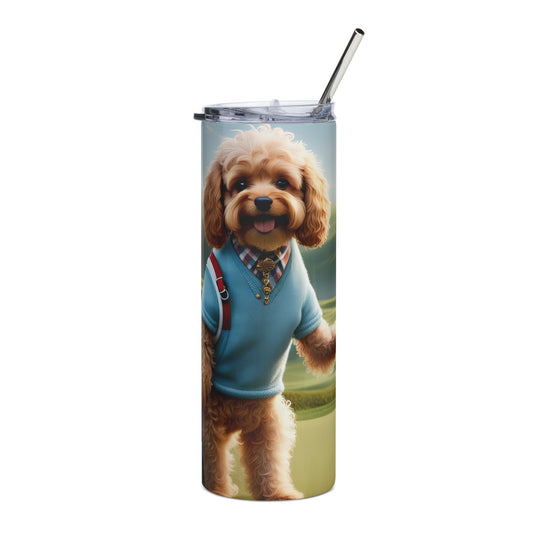 Cavapoo Golfer- Stainless steel tumbler v7