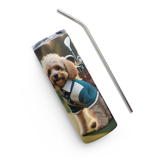 Cavapoo Golfer- Stainless steel tumbler v8