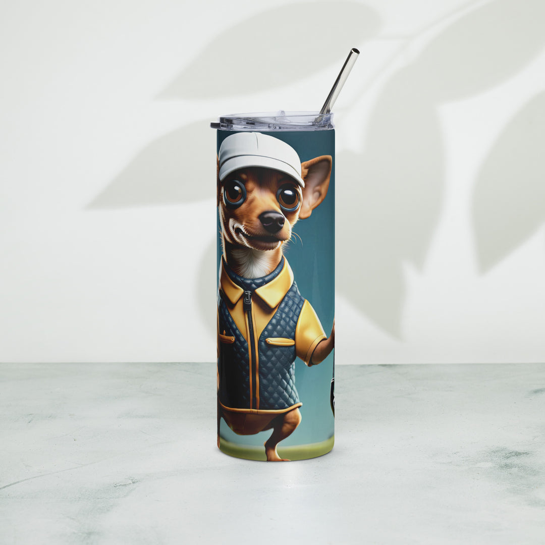 Chiweenie Golfer- Stainless steel tumbler v2