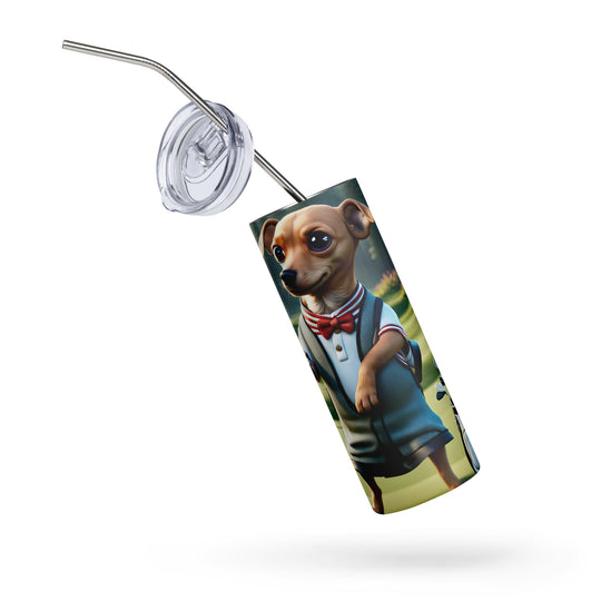 Chiweenie Golfer- Stainless steel tumbler v3