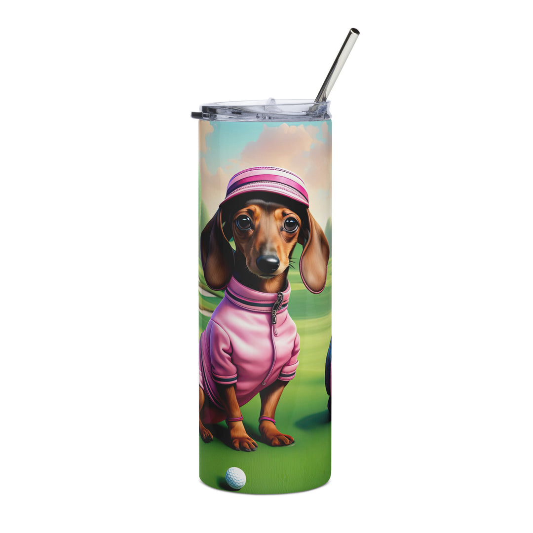 Dachshund Golfer- Stainless steel tumbler v2