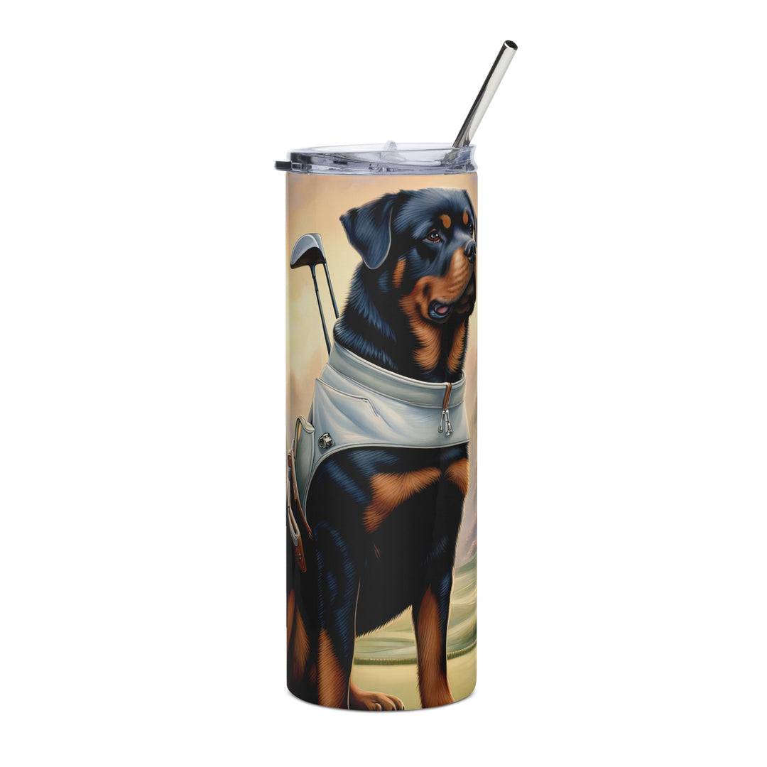 Rottweiler Golfer- Stainless steel tumbler v3