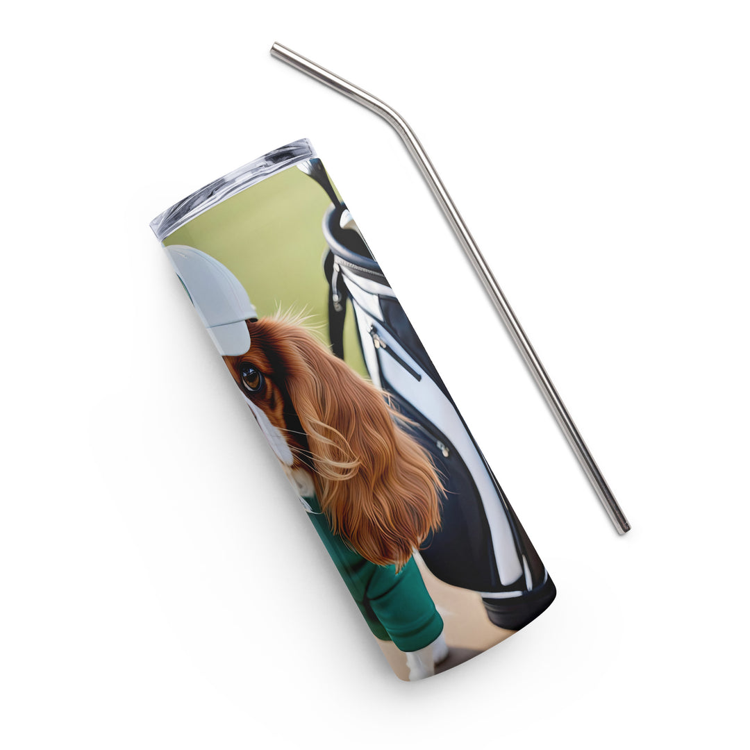 Cavalier King Charles Spaniel Golfer- Stainless steel tumbler v4