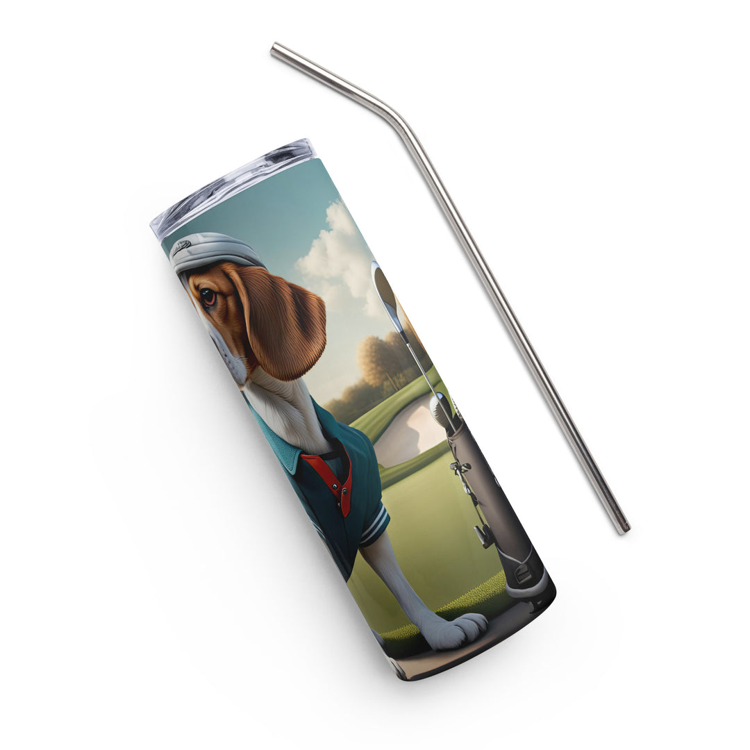 Beagle Golfer- Stainless steel tumbler v2