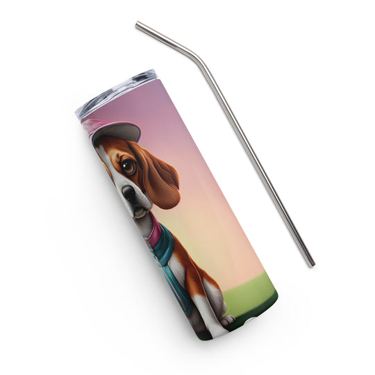 Beagle Golfer- Stainless steel tumbler v3