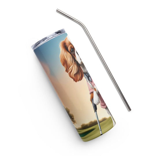 Cavalier King Charles Spaniel Golfer- Stainless steel tumbler v2