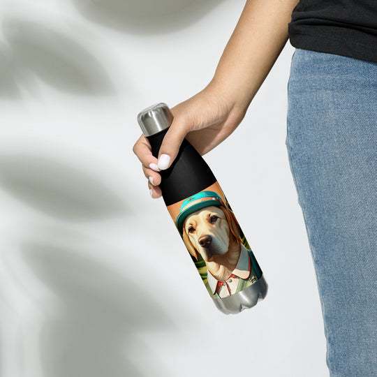 Stainless steel water bottle-Labrador Retriever Golfer V14