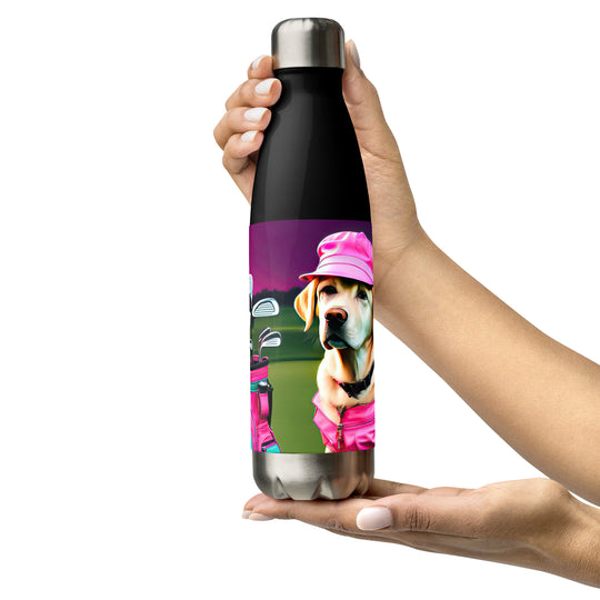 Stainless steel water bottle-Labrador Retriever Golfer V17