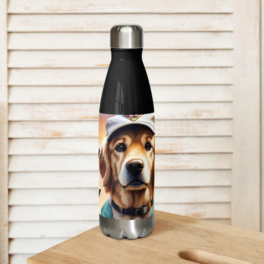 Golden Retriever Golfer- Stainless steel water bottle v4