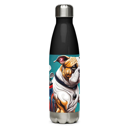 Bulldog Golfer- Stainless Steel Water Bottle