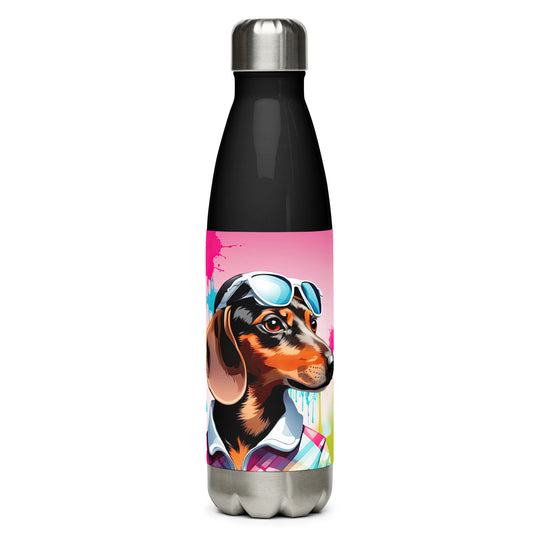 Dachshund Golfer- Stainless Steel Water Bottle v4