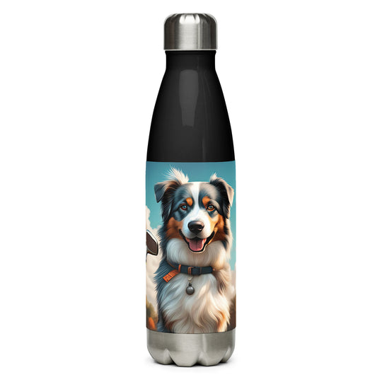 Australian Shepherd Golfer- Stainless steel water bottle v2